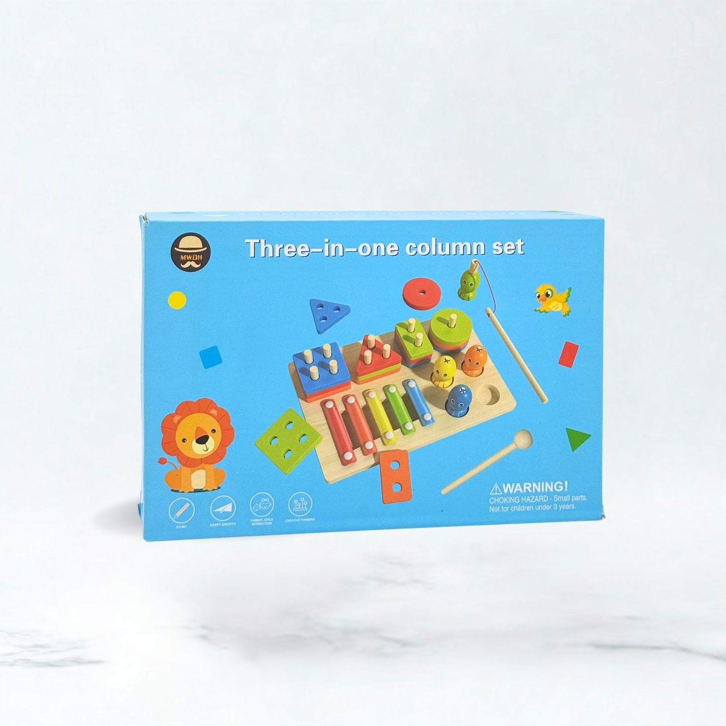 3-in-1 Activity Wooden Board - Xylophone, Shapes & Fishing