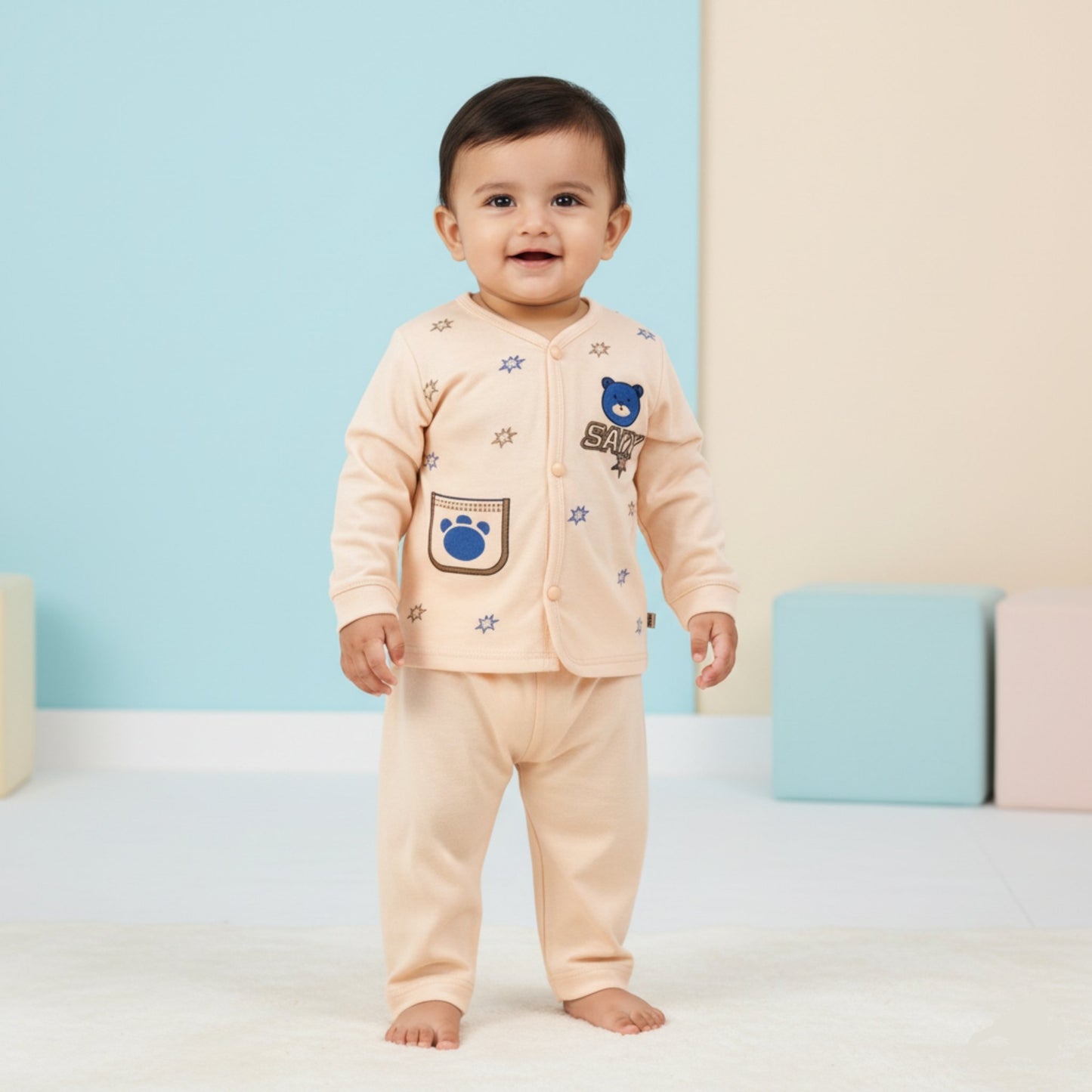Teddy Star Breathable Cotton Suit 2pc (6-12M)