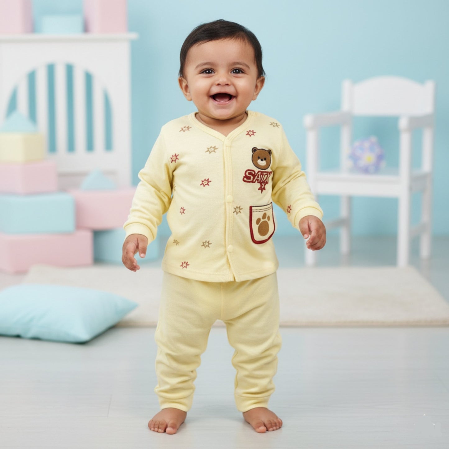 Teddy Star Breathable Cotton Suit 2pc (6-12M)