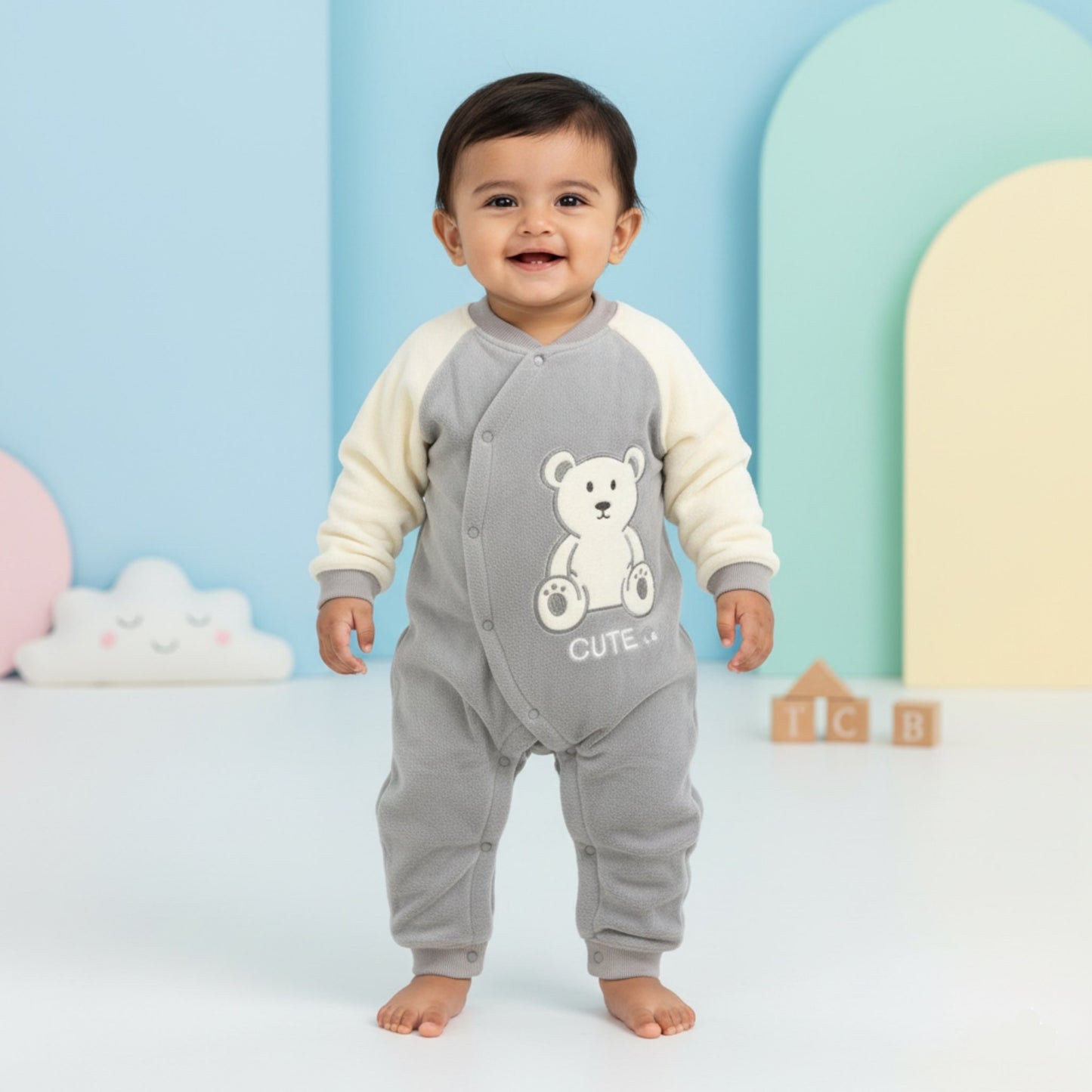 Little Cute Bear Suit Romper - Grey (18M-3Y)