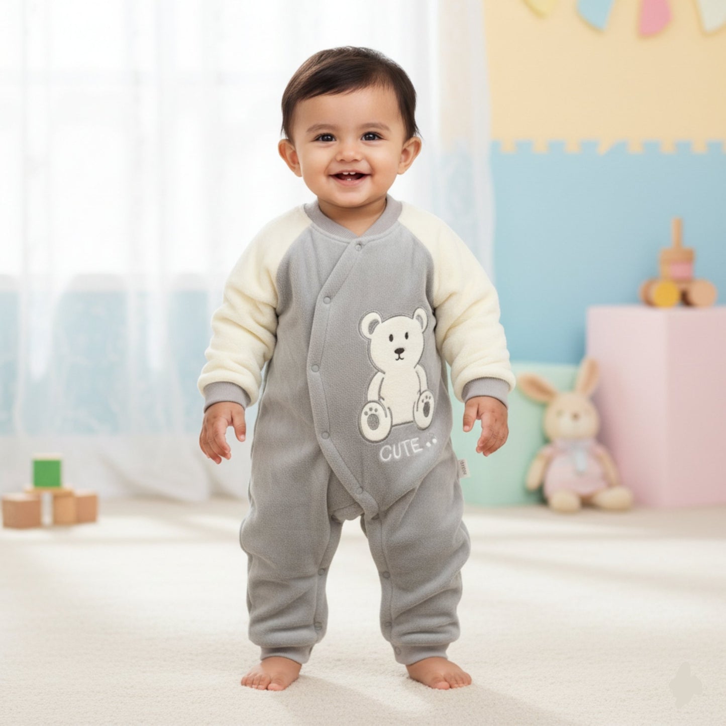 Little Cute Bear Suit Romper - Grey (18M-3Y)
