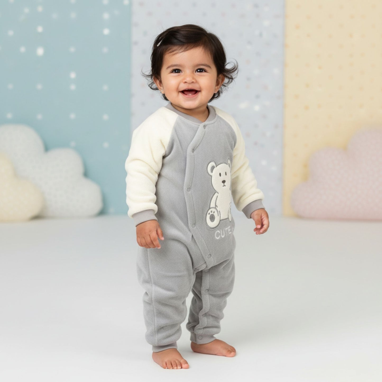 Little Cute Bear Suit Romper - Grey (18M-3Y)