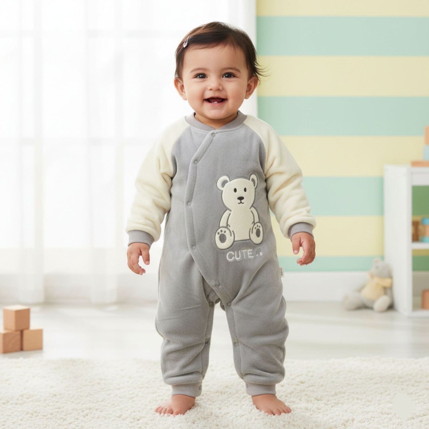 Little Cute Bear Suit Romper - Grey (18M-3Y)