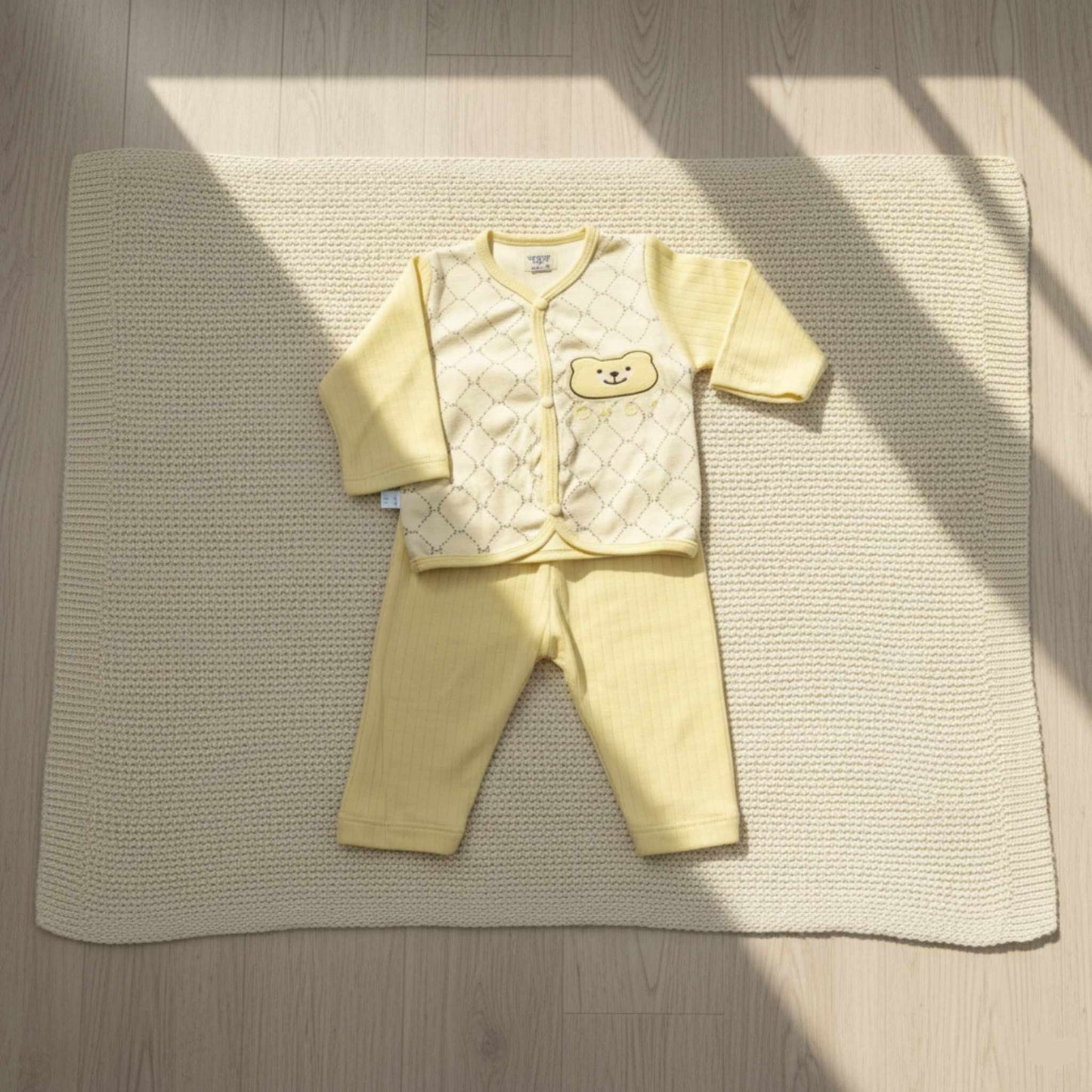 Honeycomb Bear Breathable Cotton Suit 2pc (6-12M)