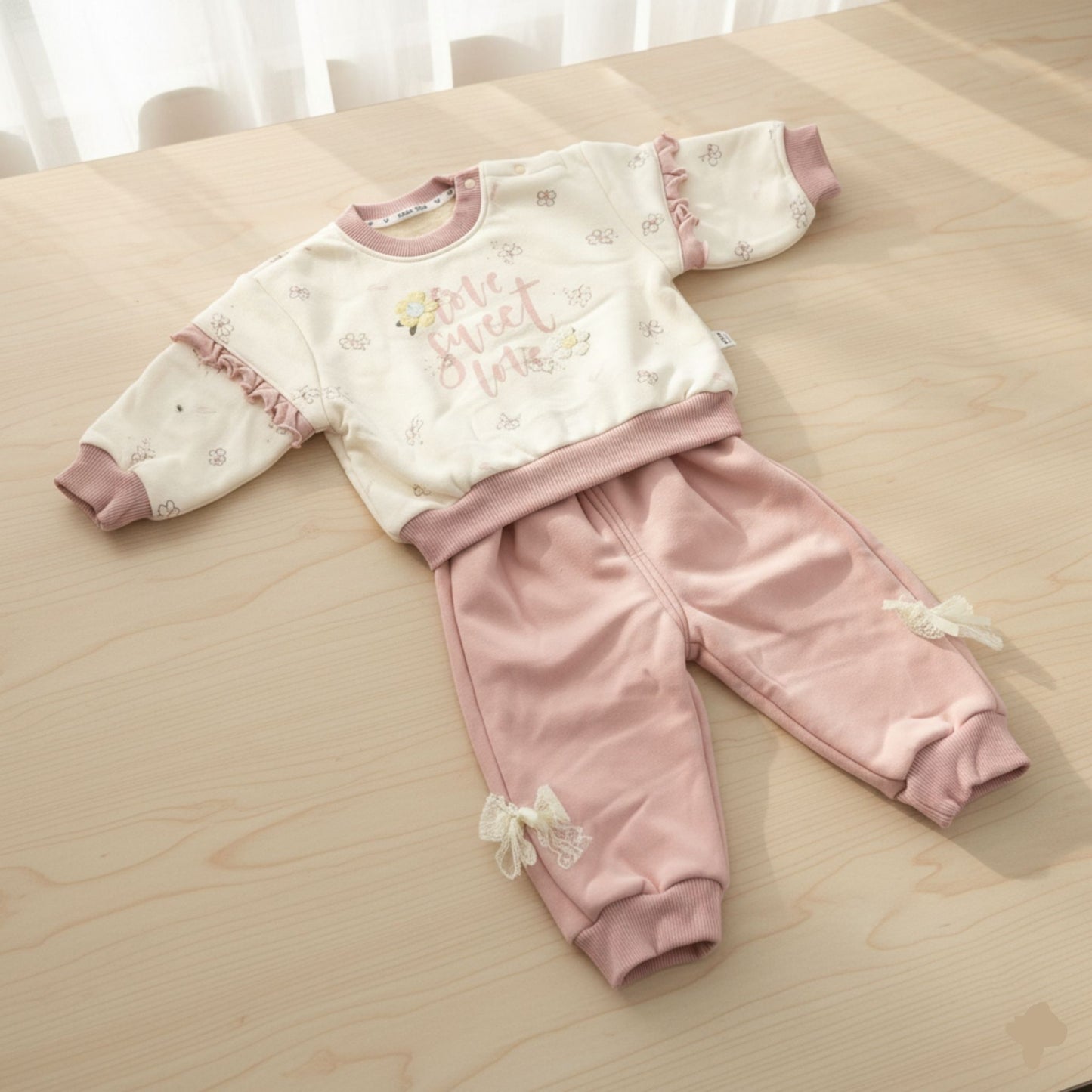 Cozy Sweet Love Baby Outfit 2pc - Pink (1-3Y)