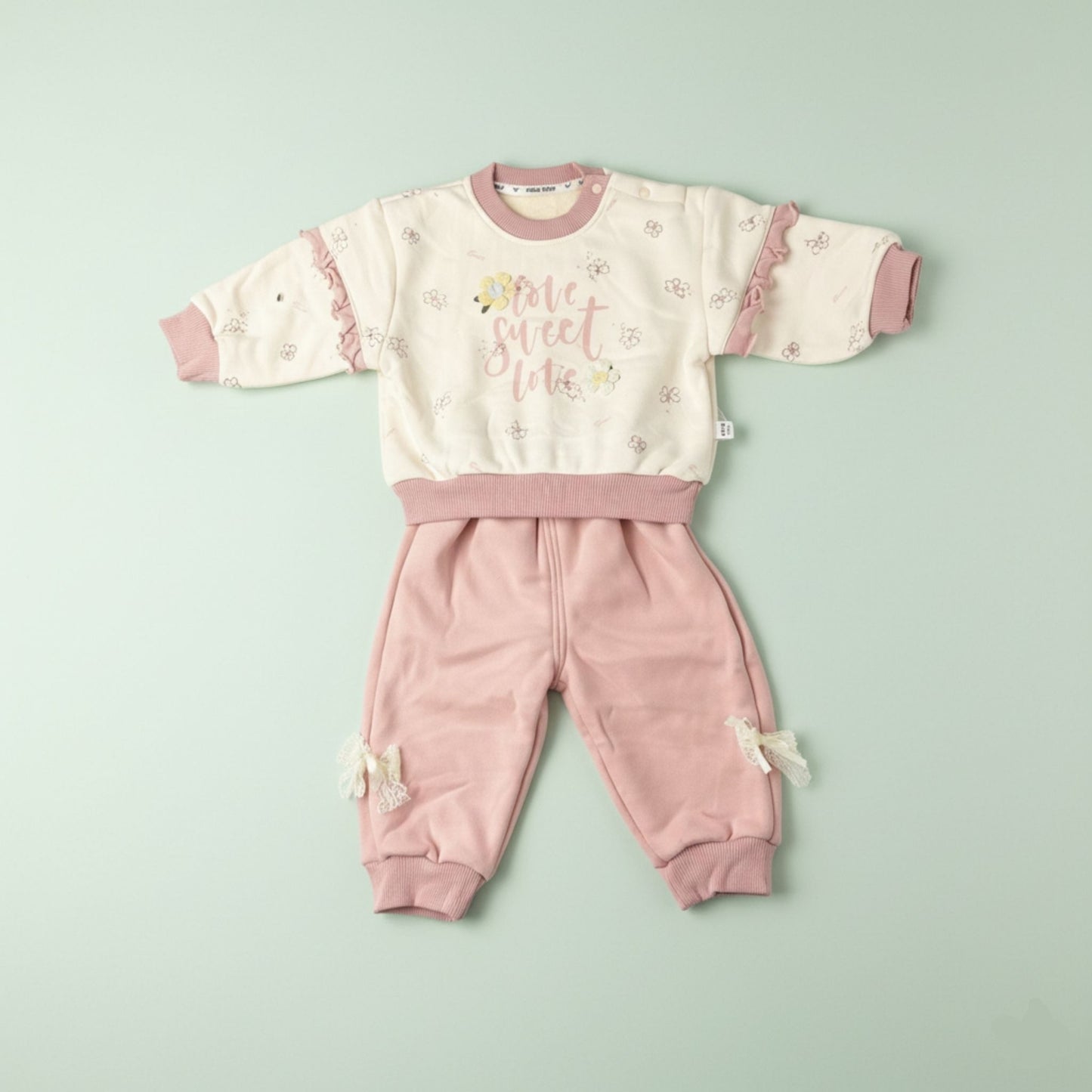 Cozy Sweet Love Baby Outfit 2pc - Pink (1-3Y)