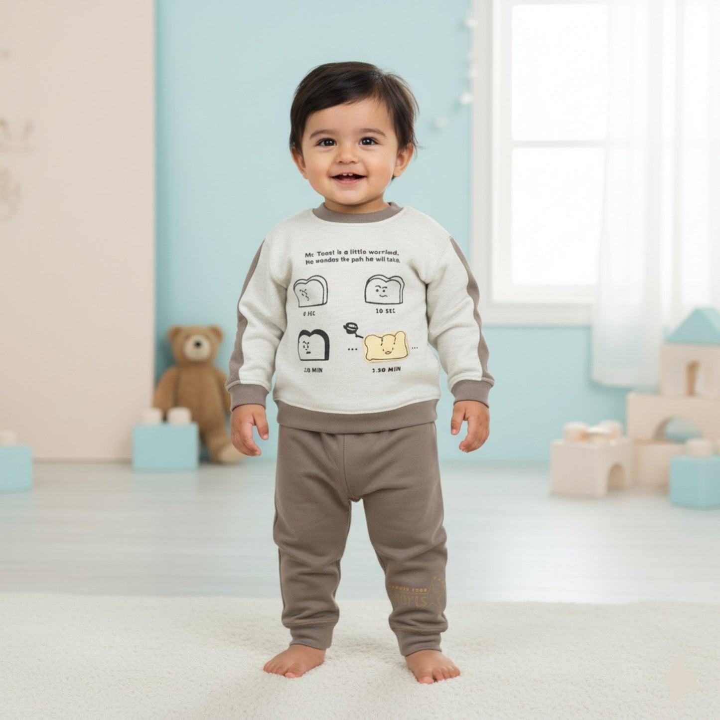 Mr. Toast Baby Outfit 2pc Grey (2-7Y)