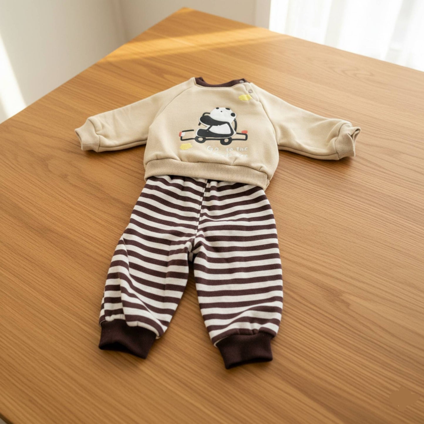 Panda Ride Baby Suit 2pc - Brown (12M-4Y)