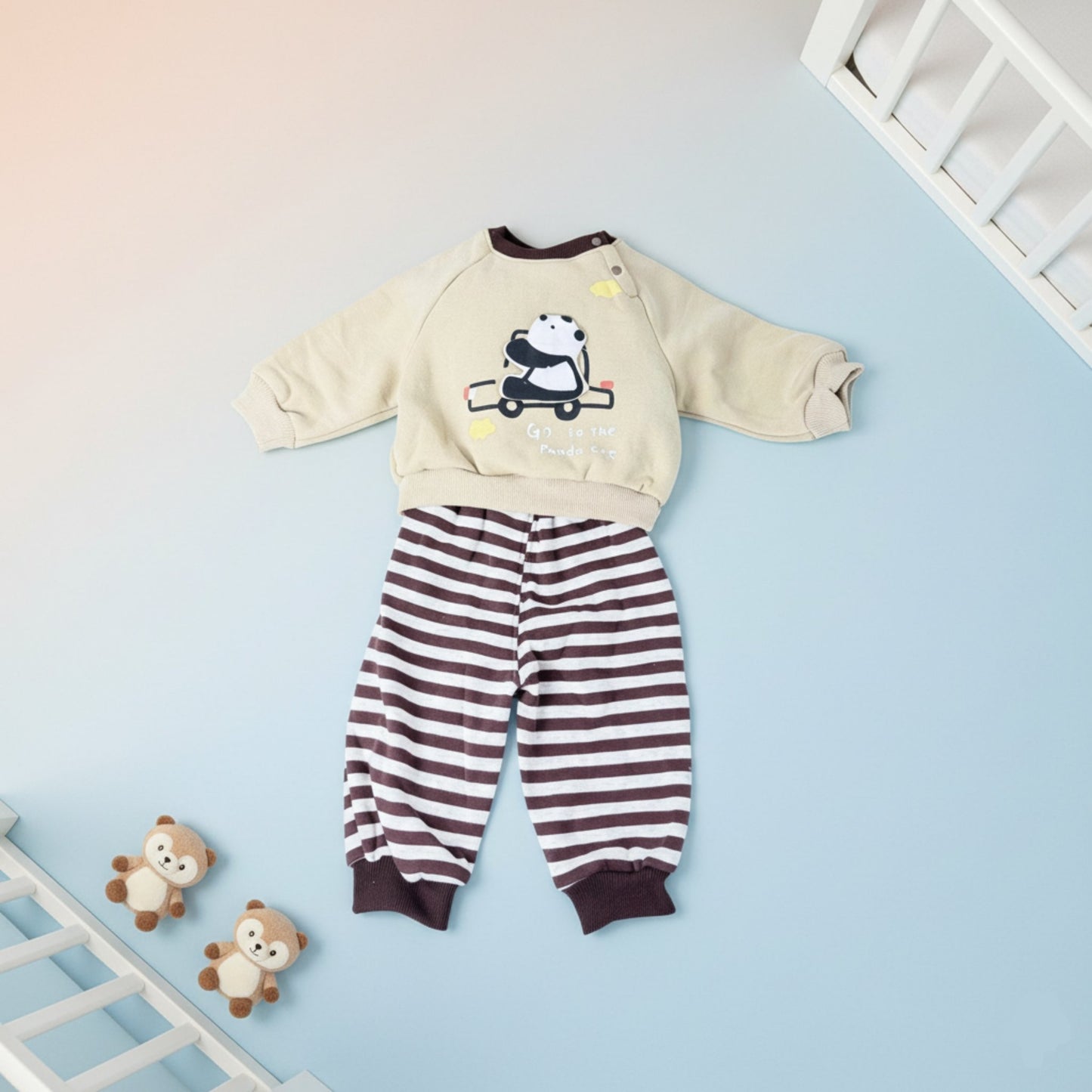 Panda Ride Baby Suit 2pc - Brown (12M-4Y)