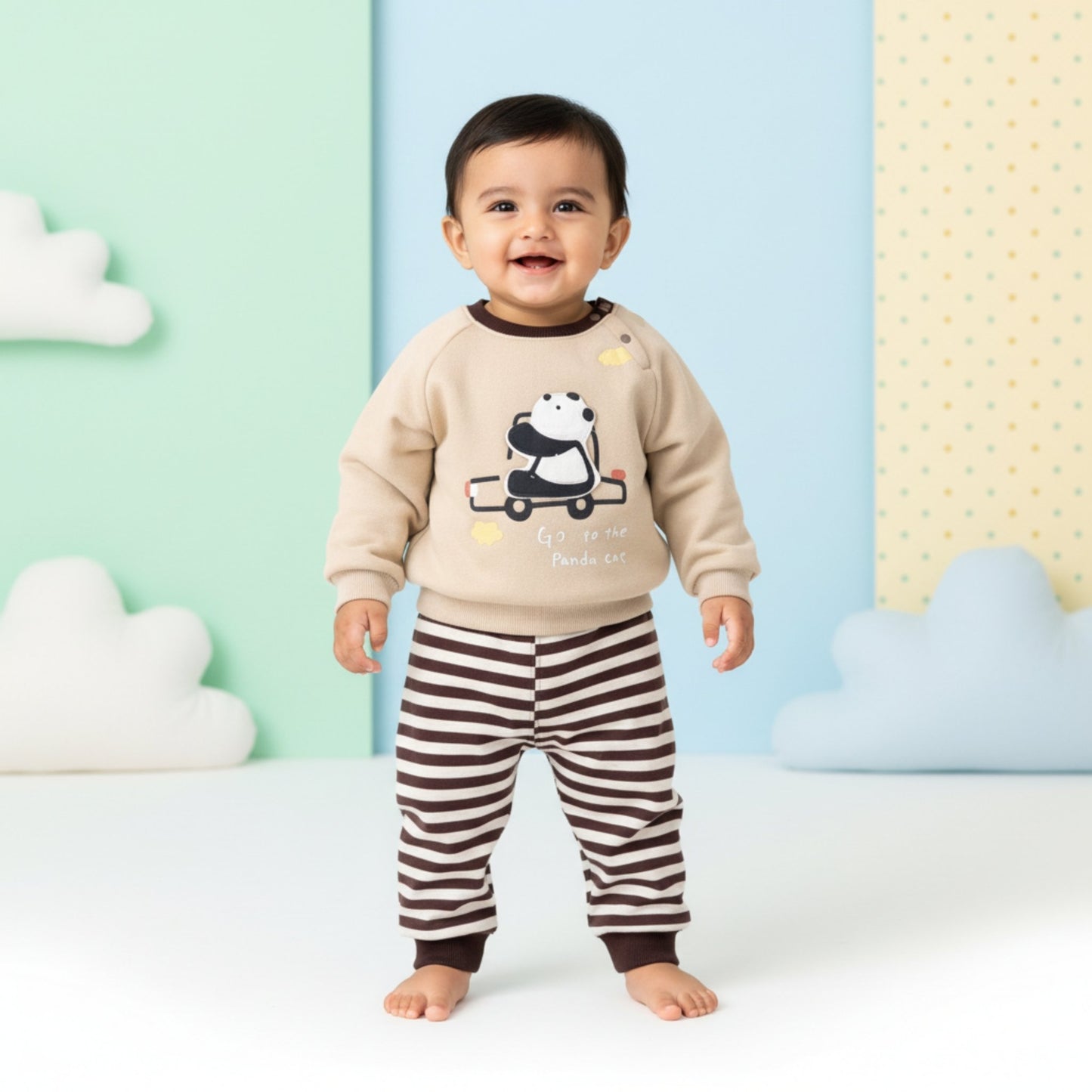Panda Ride Baby Suit 2pc - Brown (12M-4Y)