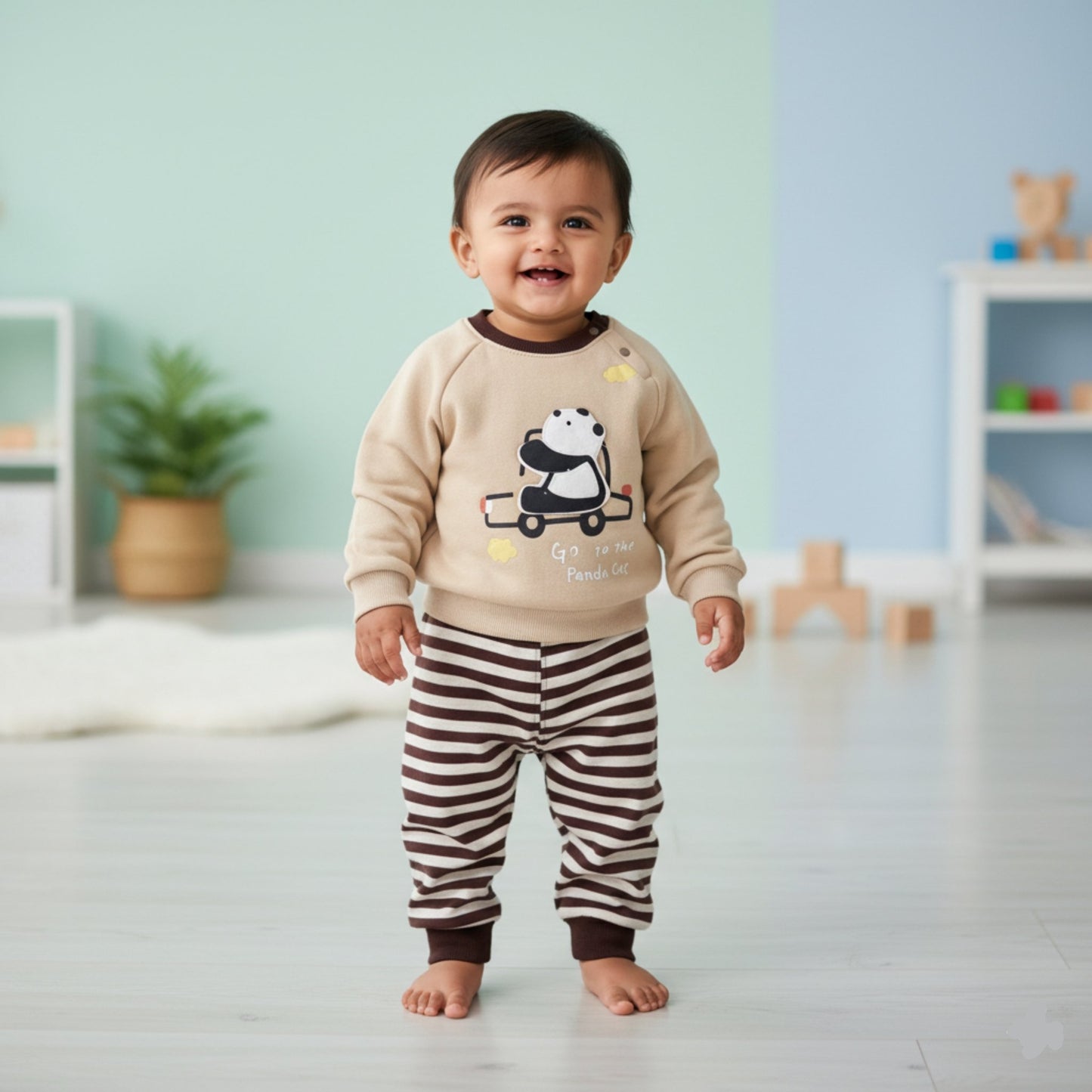 Panda Ride Baby Suit 2pc - Brown (12M-4Y)
