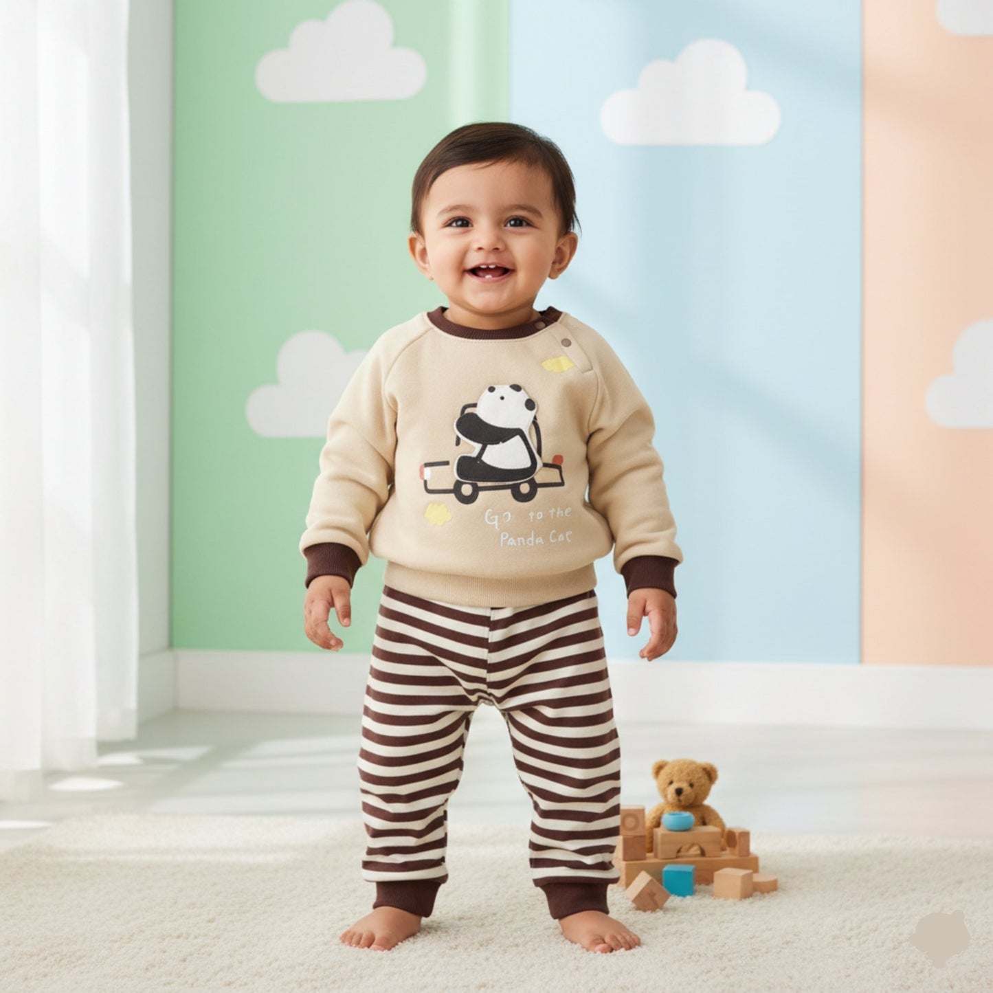 Panda Ride Baby Suit 2pc - Brown (12M-4Y)