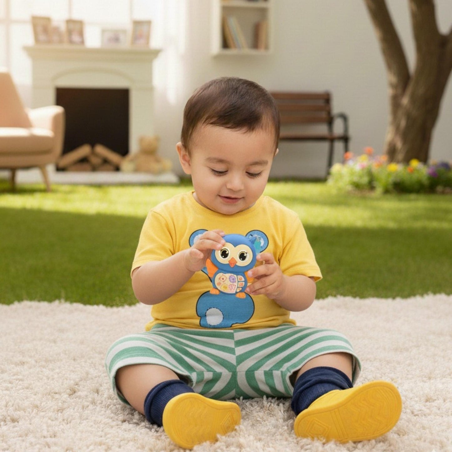 Owl Music Baby Toy Blue
