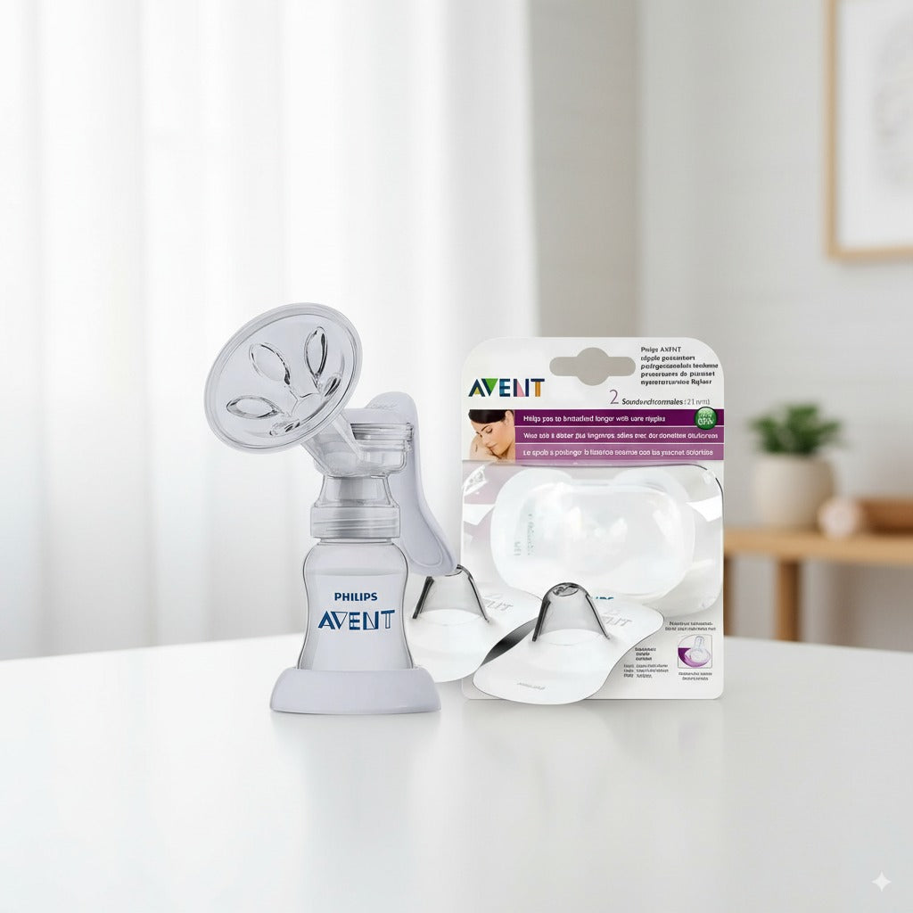 Philips Avent Breastfeeding Essentials Bundle – Manual Pump + Nipple Protectors (21mm)