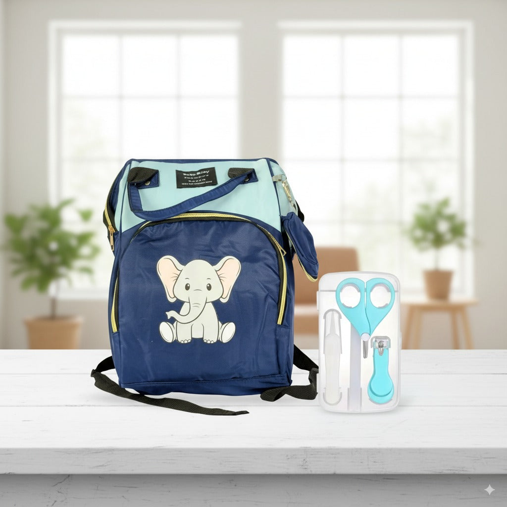 Baby Care Travel Essentials Bundle – Diaper Shoulder Bag + 4pcs Manicure Set