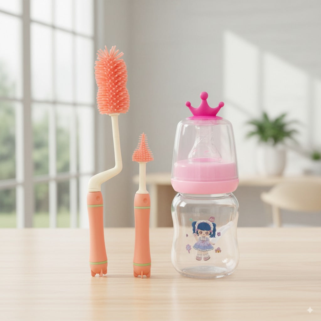 Baby Feeding Hygiene Bundle – Silicone Feeder Brush Set (2pcs) + Feeder with Teether (60ml/2oz)