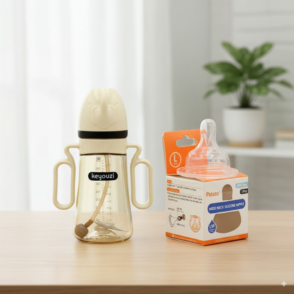 Feeding Essentials Bundle – Wide Neck Feeder (300ml) + Extra Silicone Nipple