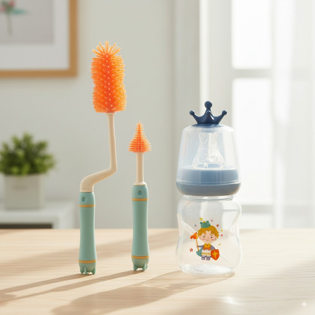 Baby Feeding Hygiene Bundle – Silicone Feeder Brush Set (2pcs) + Feeder with Teether (60ml/2oz)