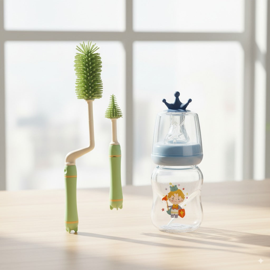 Baby Feeding Hygiene Bundle – Silicone Feeder Brush Set (2pcs) + Feeder with Teether (60ml/2oz)