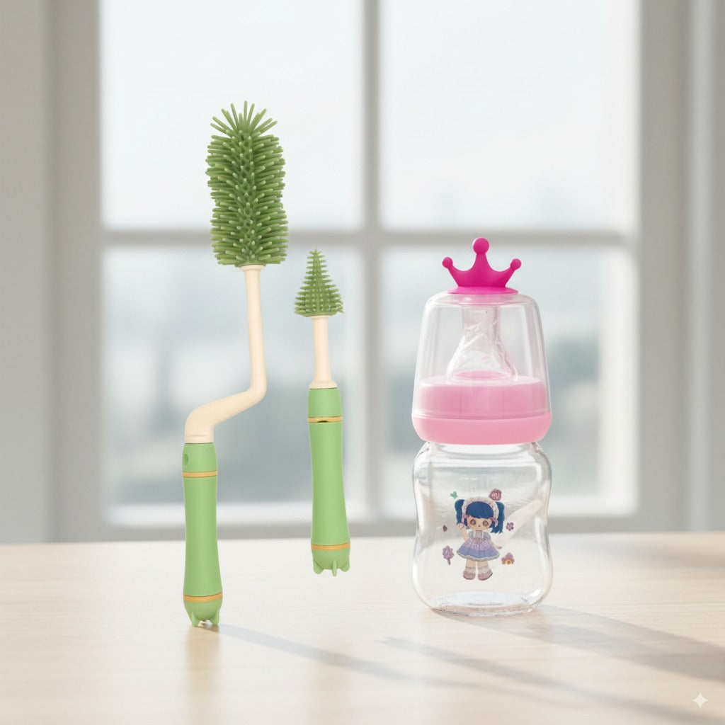 Baby Feeding Hygiene Bundle – Silicone Feeder Brush Set (2pcs) + Feeder with Teether (60ml/2oz)