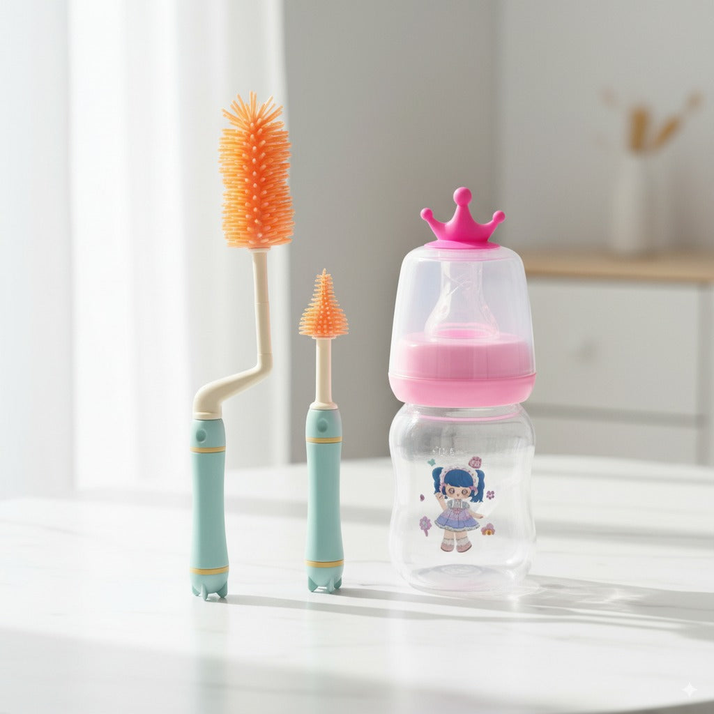 Baby Feeding Hygiene Bundle – Silicone Feeder Brush Set (2pcs) + Feeder with Teether (60ml/2oz)