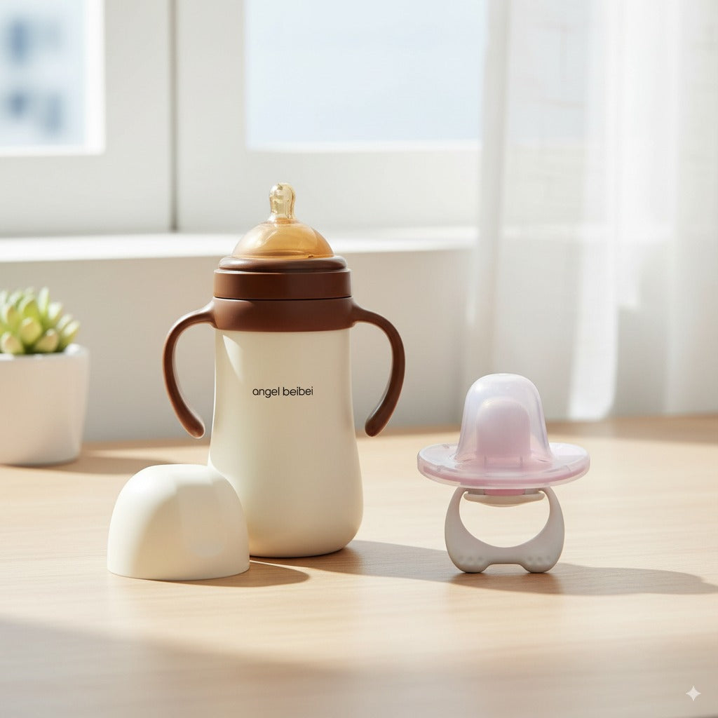 Baby Feeding & Comfort Bundle – Thermal Steel Feeder (280ml) + Hercules Pacifier