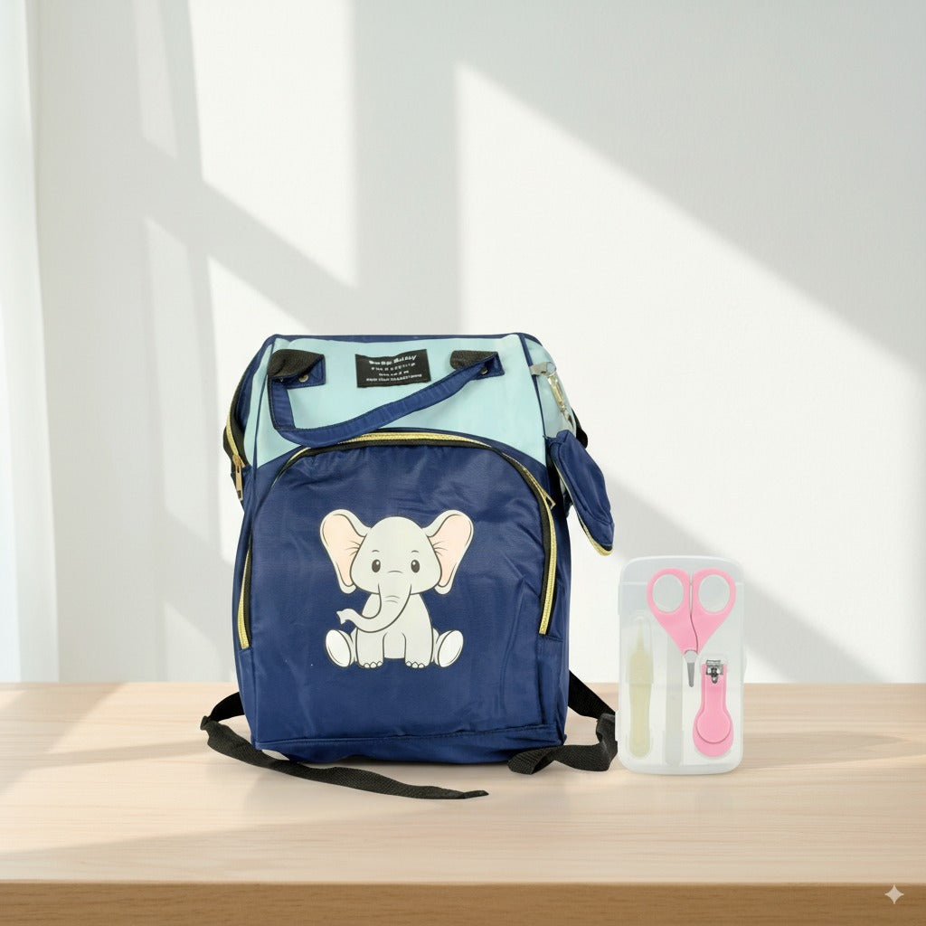 Baby Care Travel Essentials Bundle – Diaper Shoulder Bag + 4pcs Manicure Set