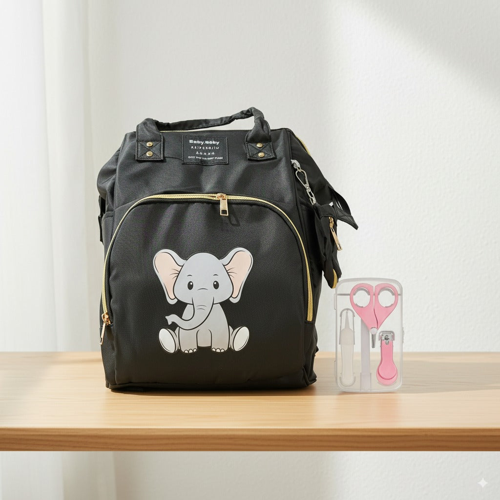 Baby Care Travel Essentials Bundle – Diaper Shoulder Bag + 4pcs Manicure Set