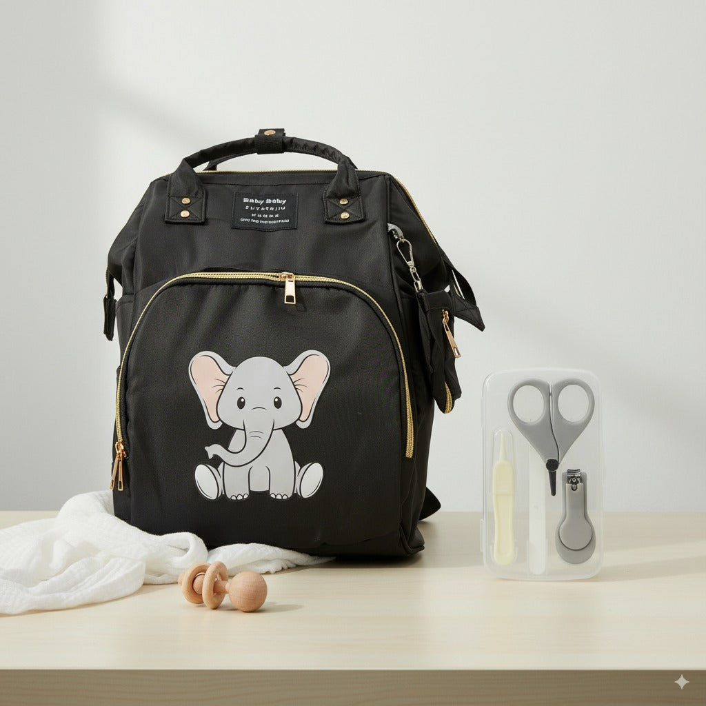 Baby Care Travel Essentials Bundle – Diaper Shoulder Bag + 4pcs Manicure Set