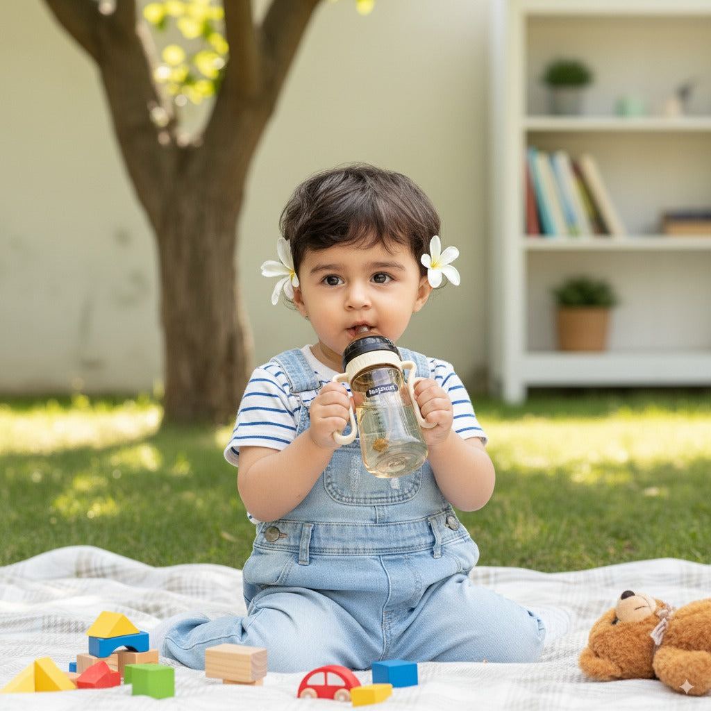 KEYOUZI Wide Neck Baby Plastic Feeder- White 300ml/10oz