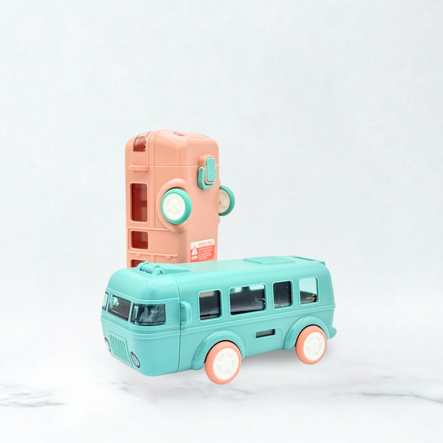 Kids Bus Shaped Straw Water Bottle 500ml