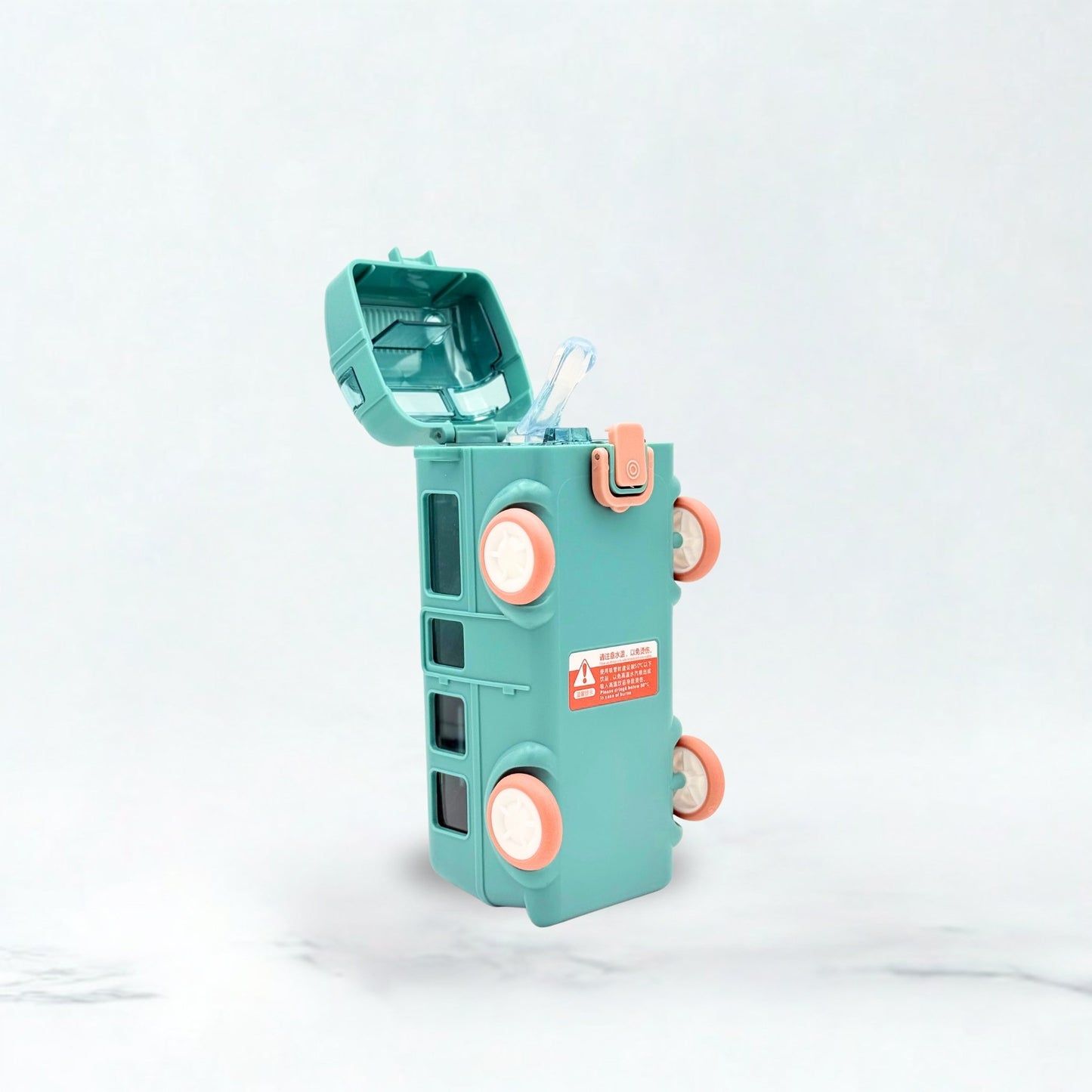Kids Bus Shaped Straw Water Bottle 500ml