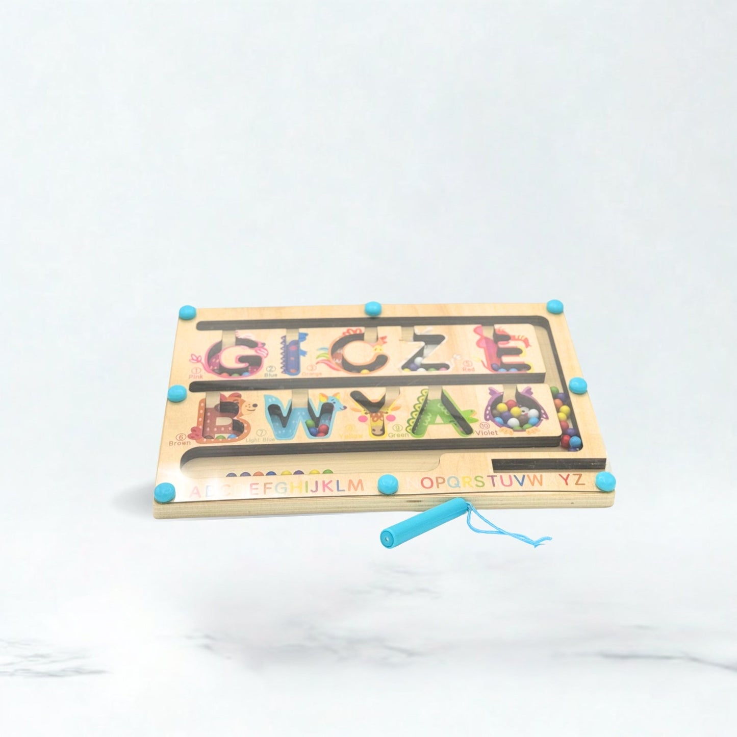 Magnetic Beads Wooden Maze with Pen