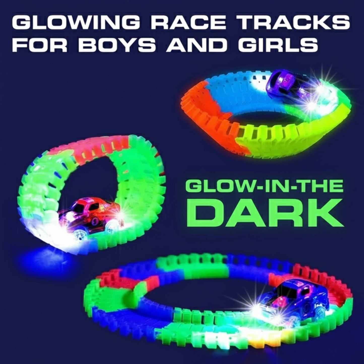 Glowing Track Racing Truck Set – 56 PCS Light-Up Car & Track Playset