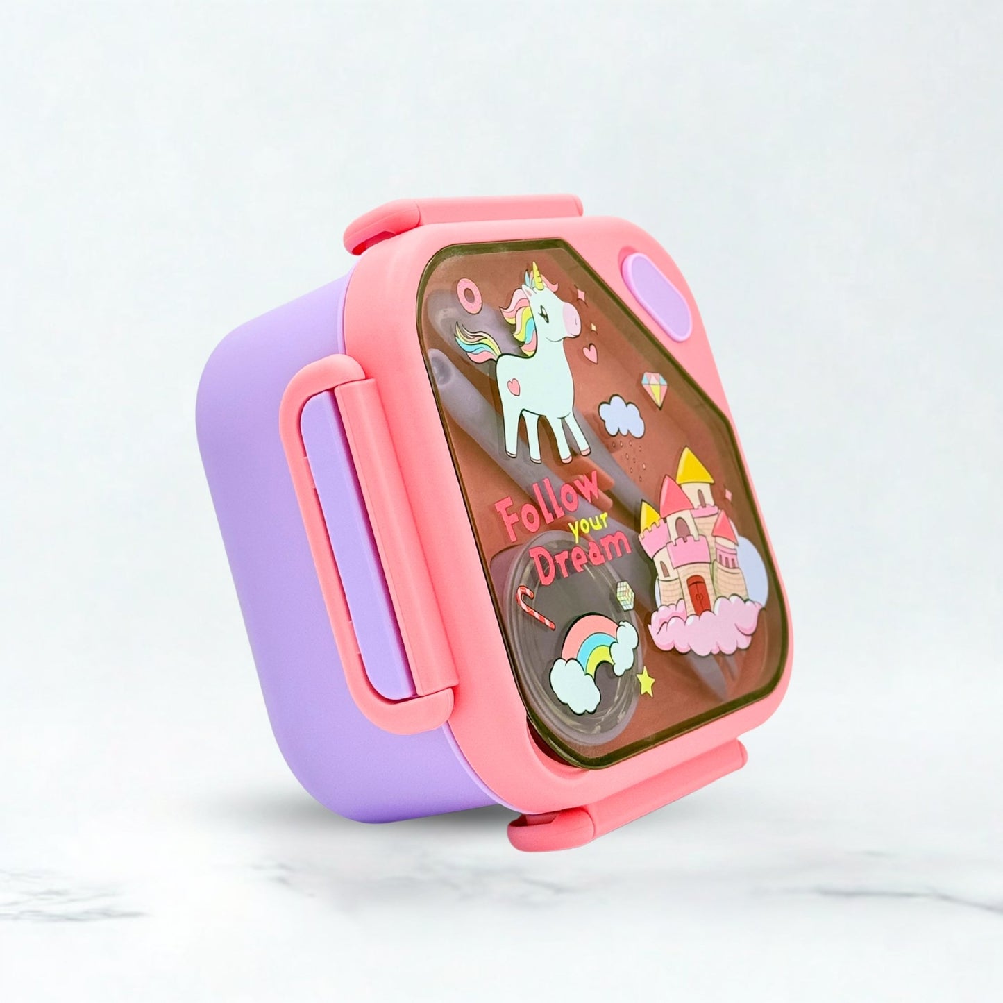 Baby Unicorn Plastic Lunch Box - Pink