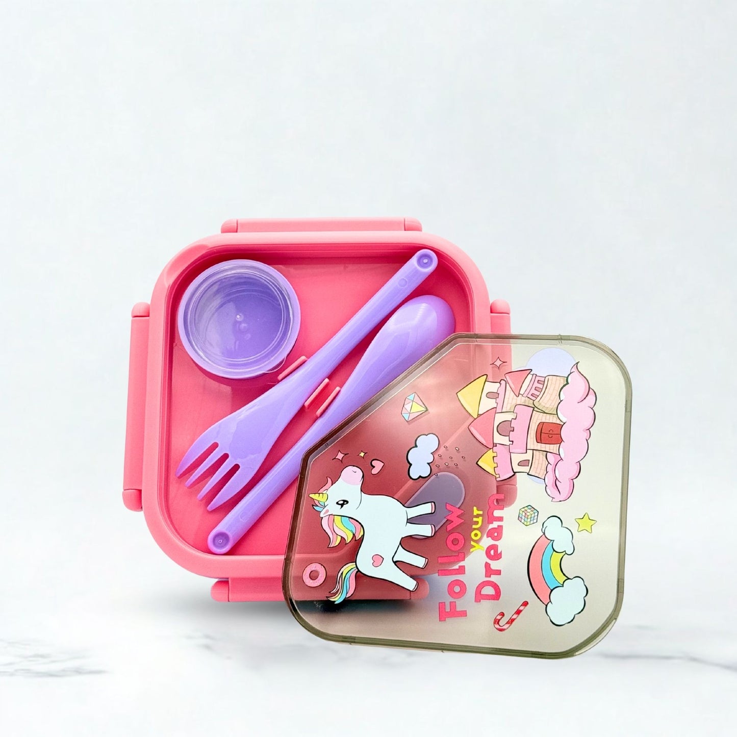 Baby Unicorn Plastic Lunch Box - Pink