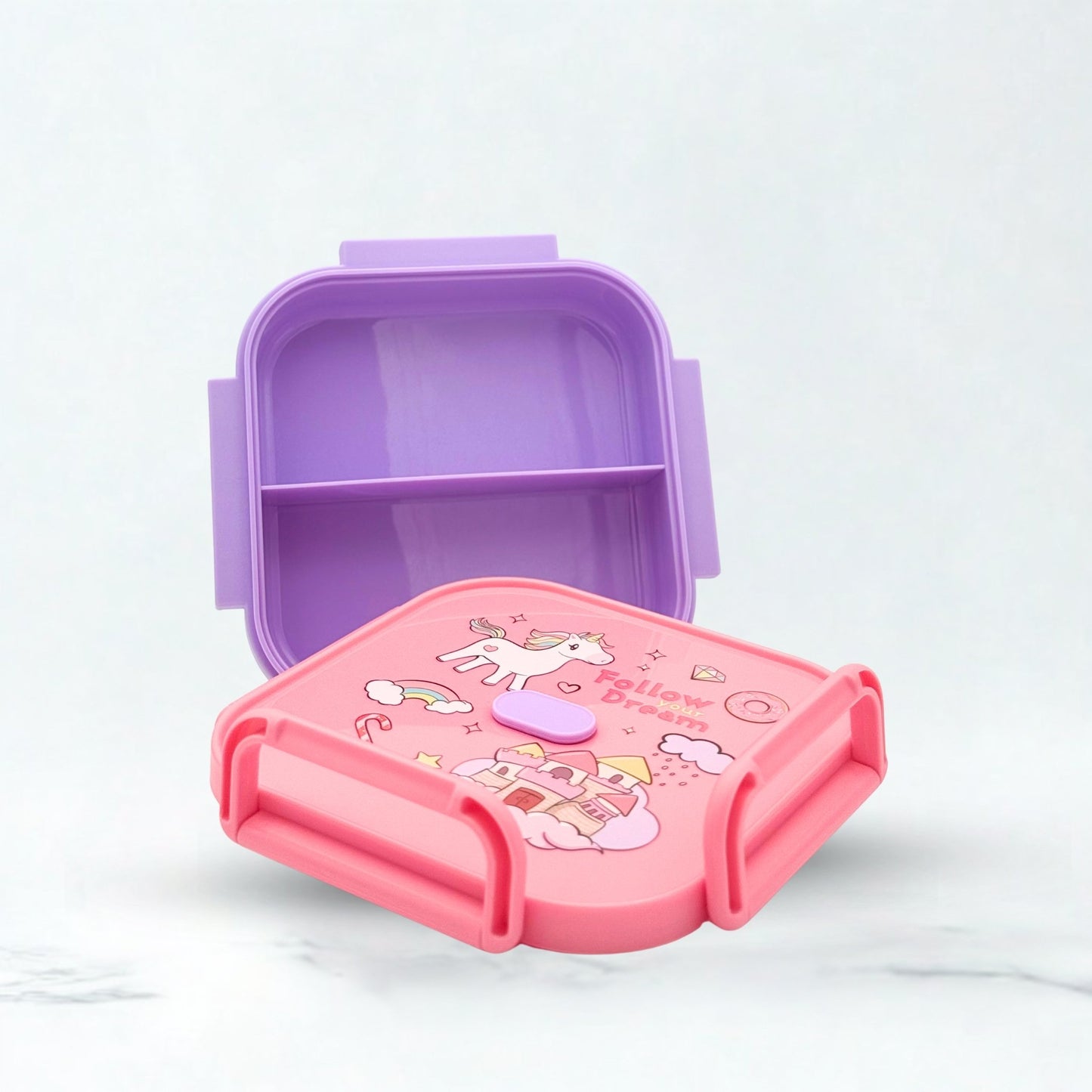 Unicorn Dreams Plastic Lunch Box - Pink