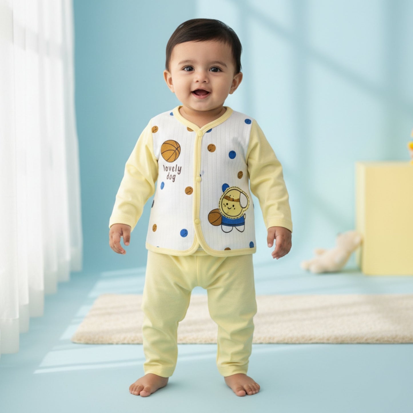 Lovely Dog Breathable Cotton Suit 2pc (6-12M)