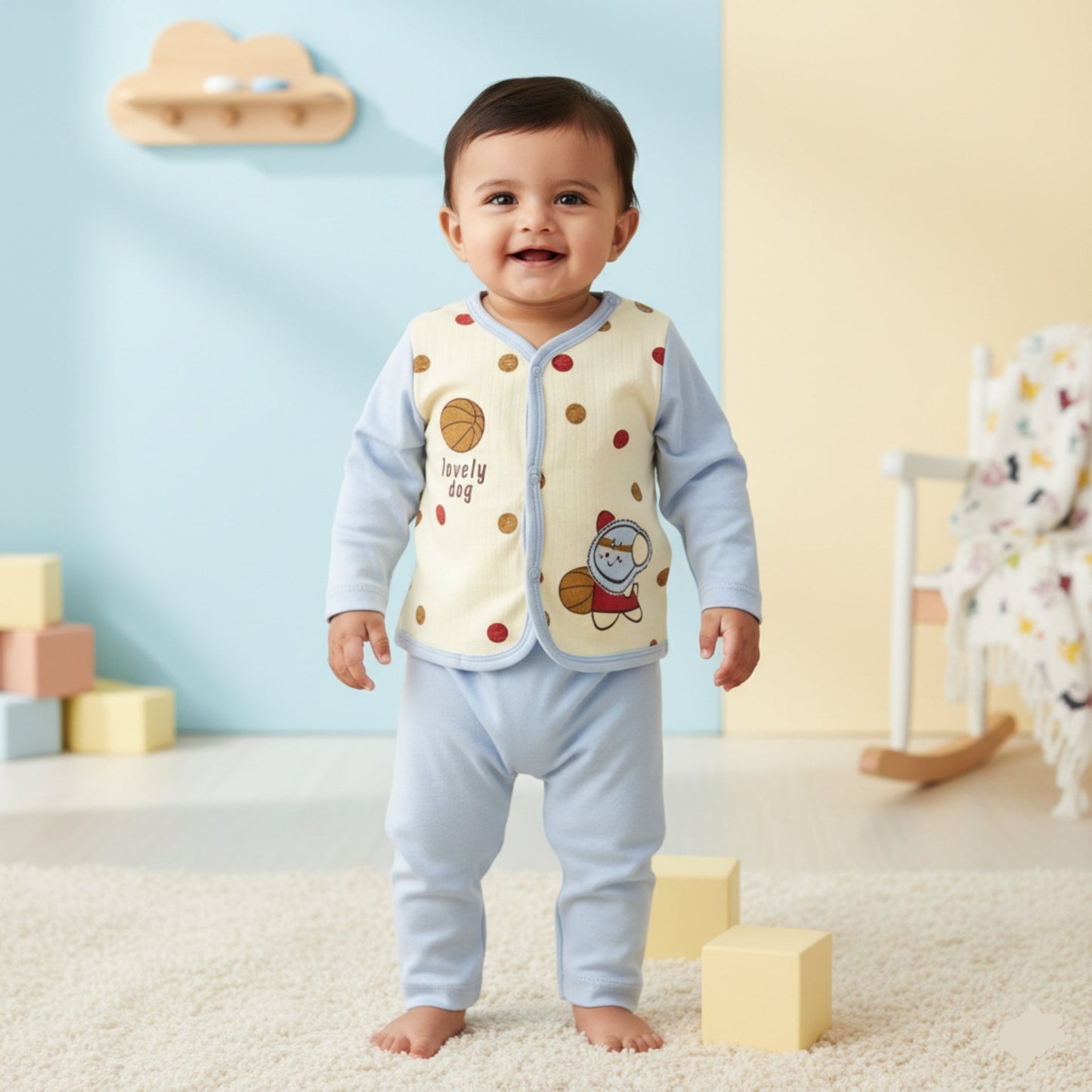 Lovely Dog Breathable Cotton Suit 2pc (6-12M)