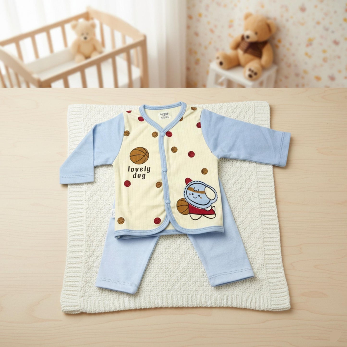 Lovely Dog Breathable Cotton Suit 2pc (6-12M)
