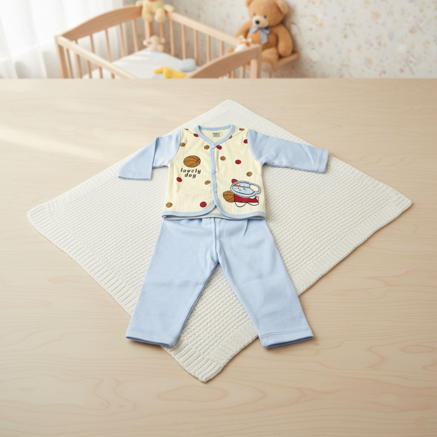 Lovely Dog Breathable Cotton Suit 2pc (6-12M)
