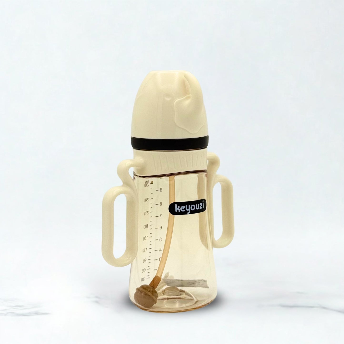 KEYOUZI Wide Neck Baby Plastic Feeder- White 300ml/10oz