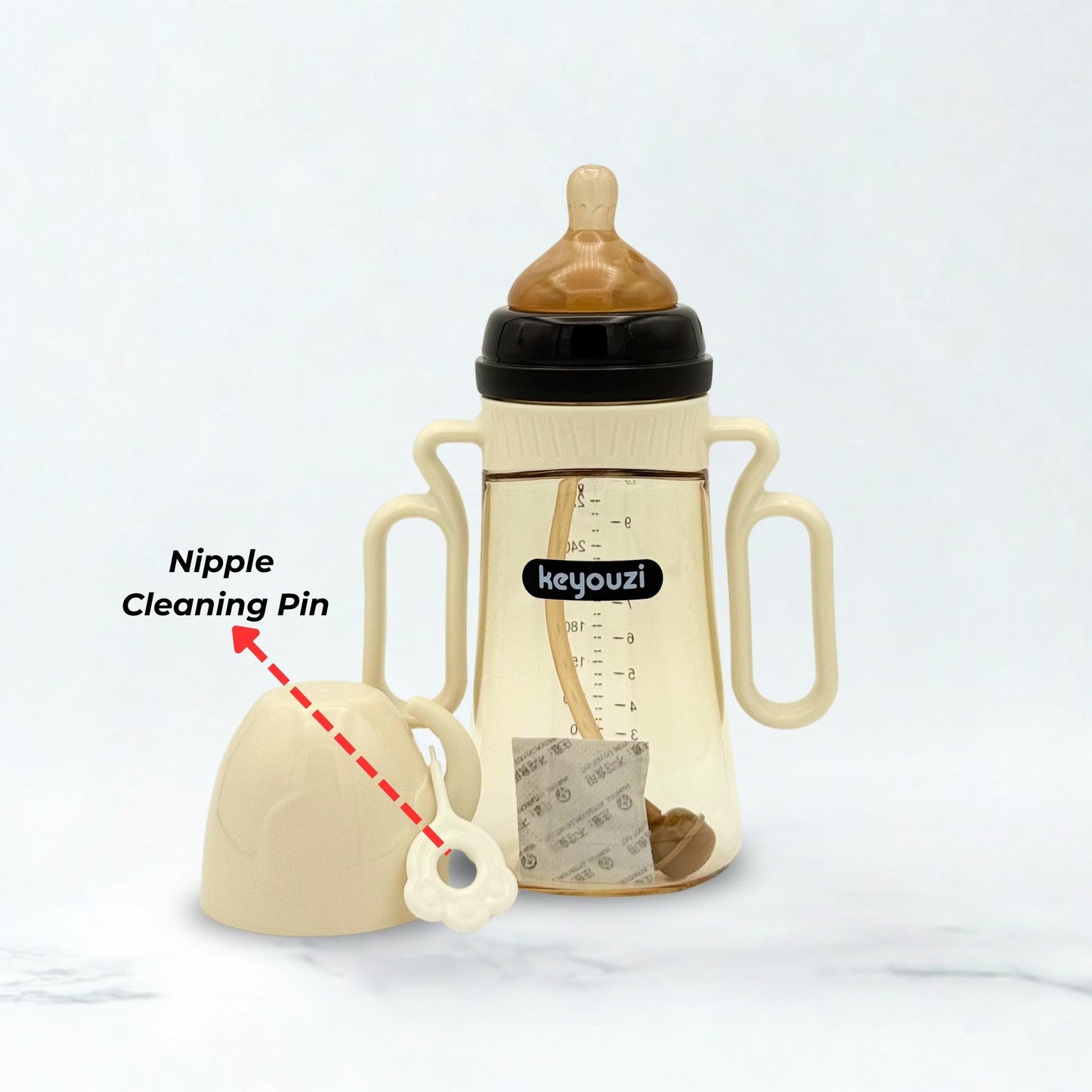 KEYOUZI Wide Neck Baby Plastic Feeder- White 300ml/10oz