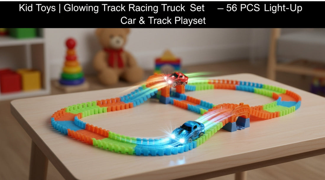 Glow, Race & Imagine: Why the Glowing Track Racing Truck Set – 56 PCS Light-Up Track Playset Is Every Kid’s Dream Toy