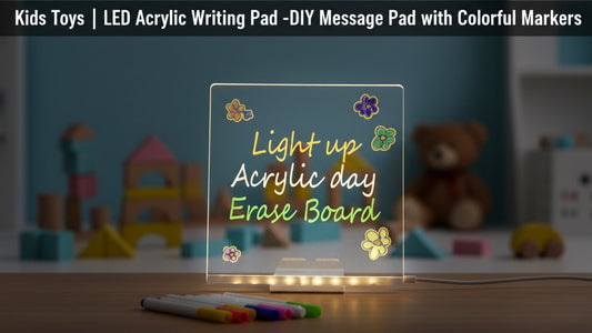 LED Acrylic Writing Pad – DIY Message Pad with Colorful Markers for Kids’ Creativity - Baby Nest