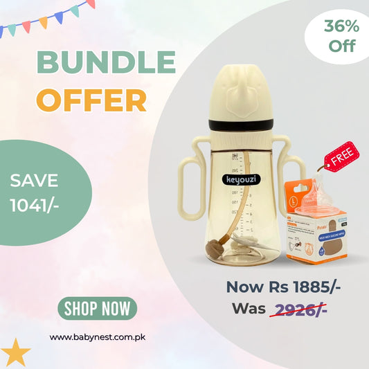 Feeding Essentials Bundle – Wide Neck Feeder (300ml) + Extra Silicone Nipple