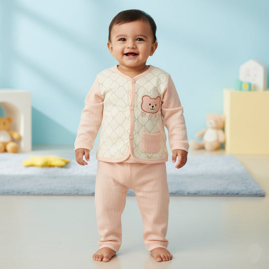 Honeycomb Bear Breathable Cotton Suit 2pc (6-12M)