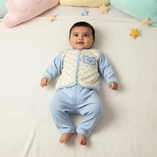 Honeycomb Bear Breathable Cotton Suit 2pc (6-12M)