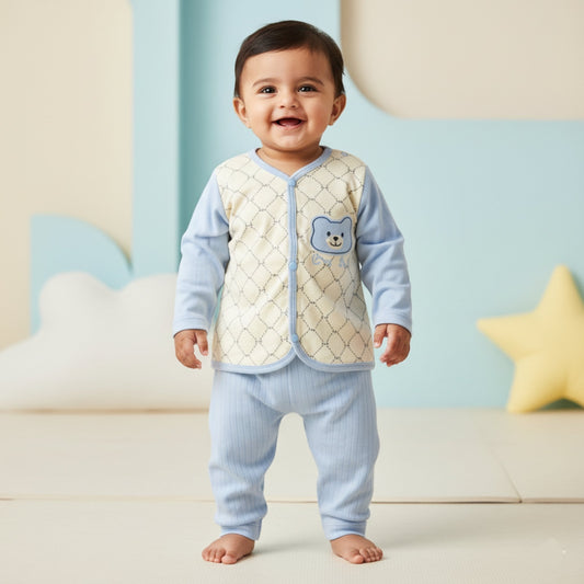Honeycomb Bear Breathable Cotton Suit 2pc (6-12M)