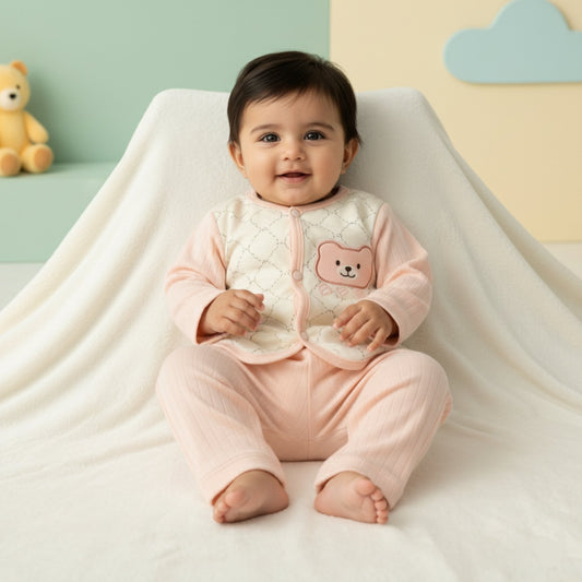 Honeycomb Bear Breathable Cotton Suit 2pc (6-12M)